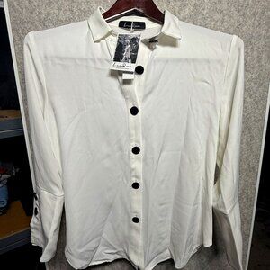 Luxedress White Polyester Long‑Sleeve Blouse – Medium, NWT